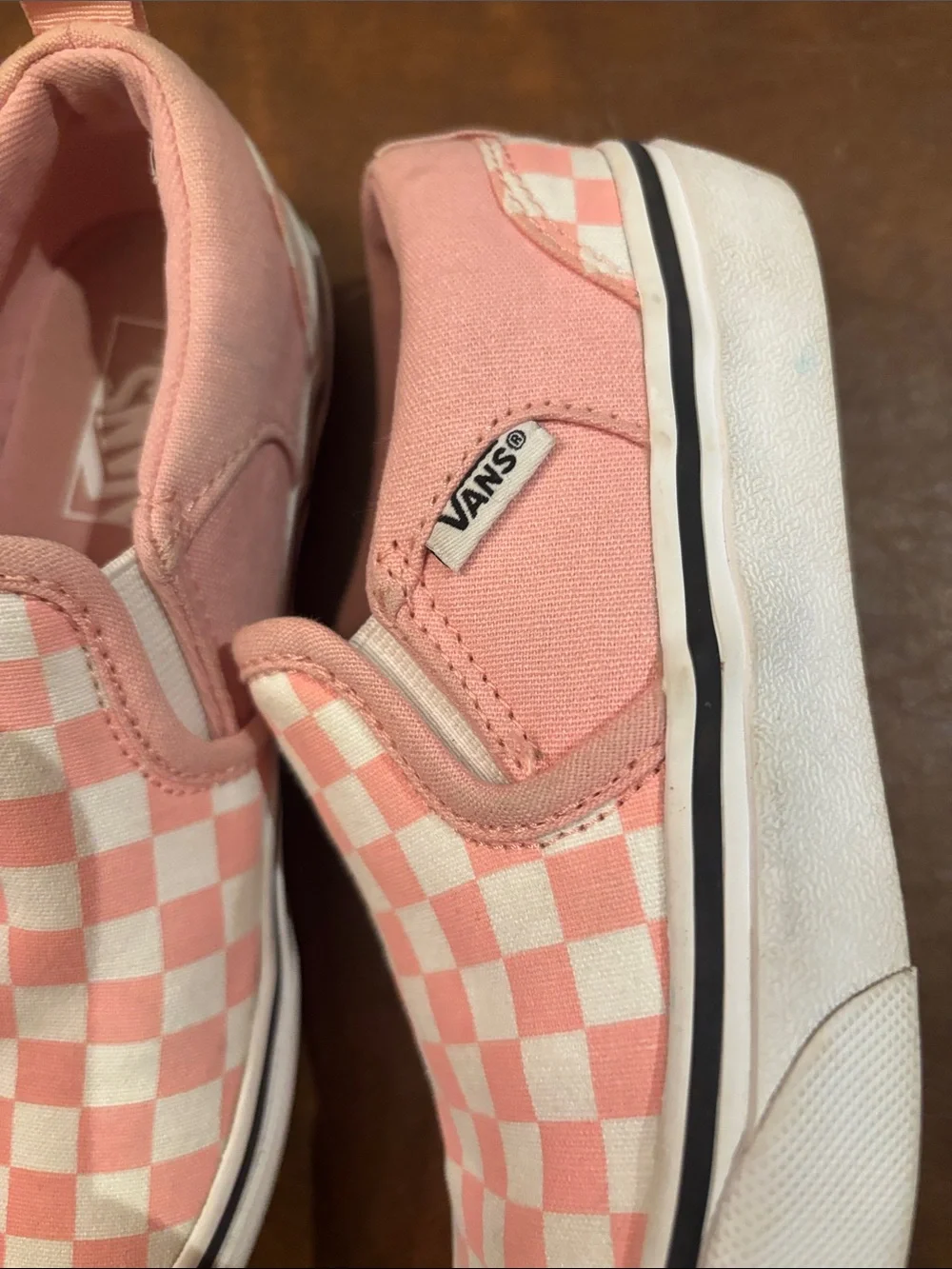 Vans Kids Pink and White Checkerboard Slip-On Sneakers